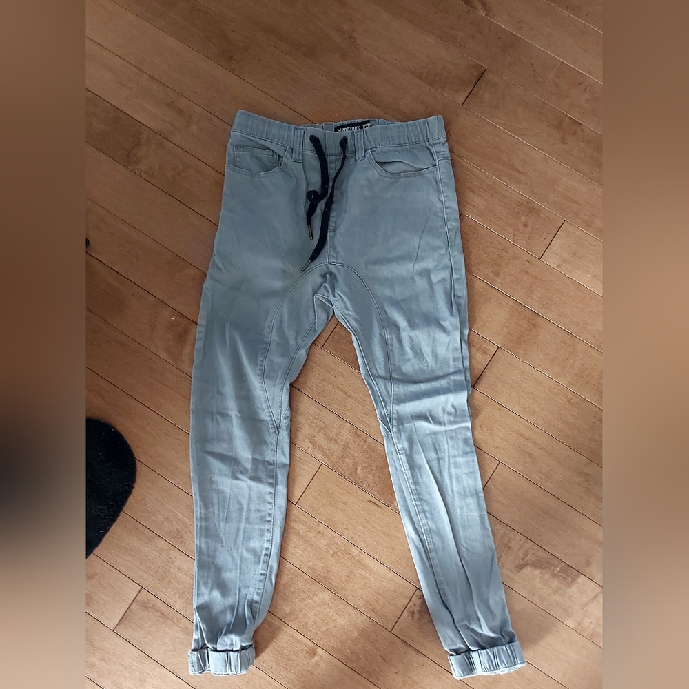 Gray Jogger Pants with Drawstring